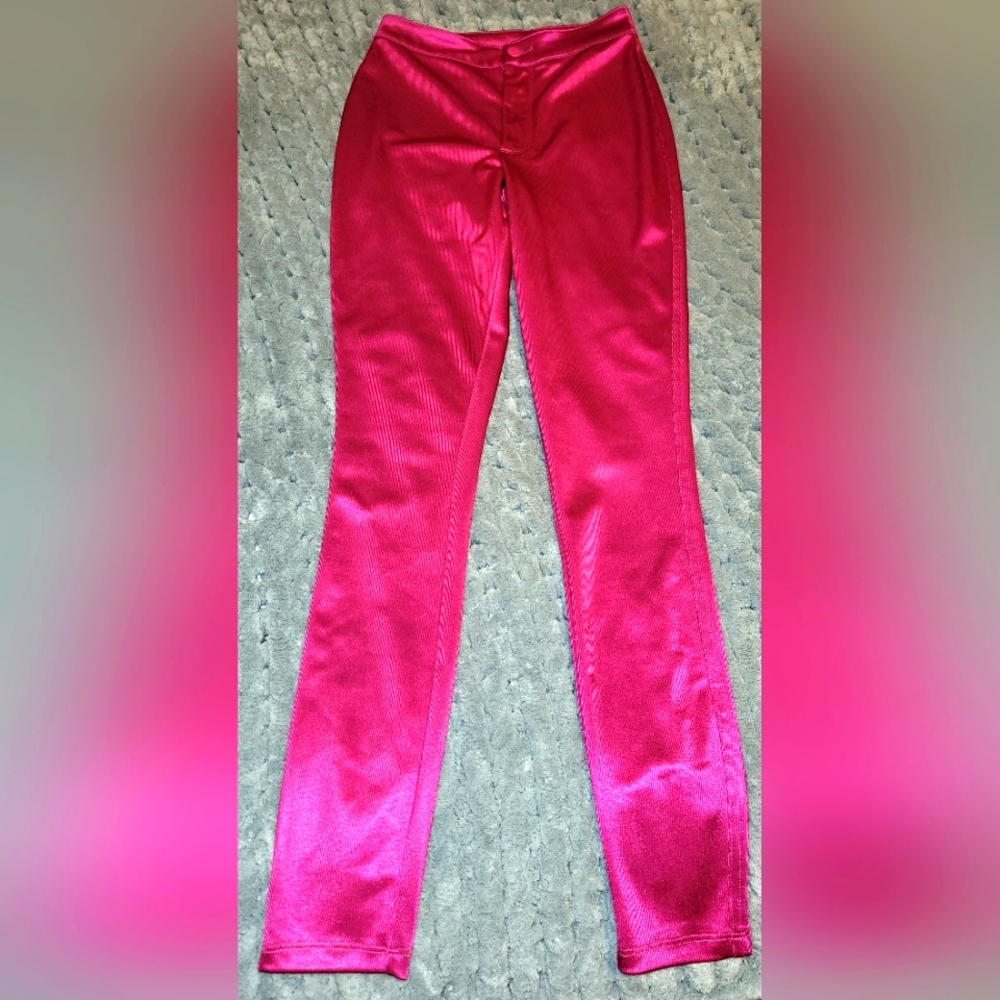 SKIMS Metallic Hot Pink Disco Pants Leggings Sz XS